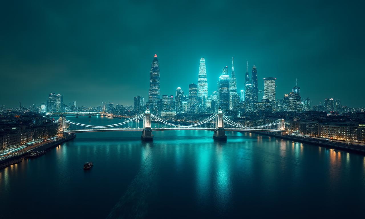 Futuristic digital workspace representing intelligent automation